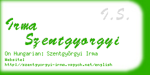 irma szentgyorgyi business card